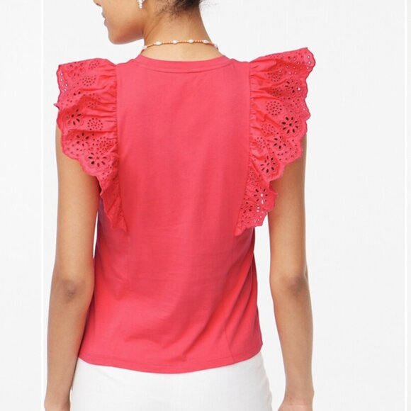 J Crew Ruffle-sleeve Eyelet Top - Picture 2 of 4